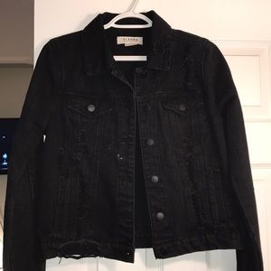 black distressed denim jacket
